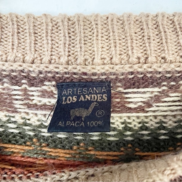 EUC Artesania Los Andes 100% Peruvian Alpaca Wool Unisex Sweater Jumper Size L - Picture 3 of 5